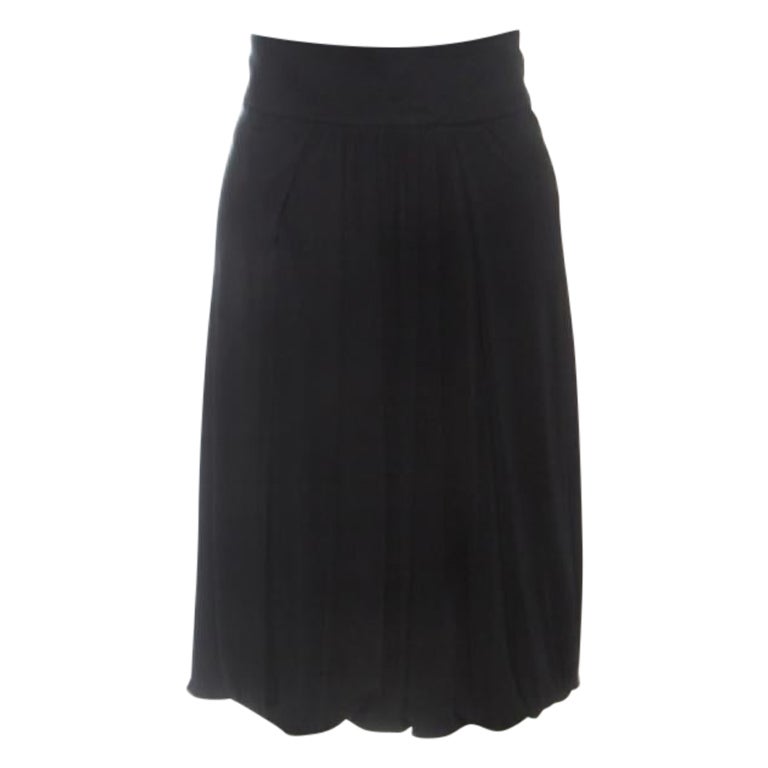 Roberto Cavalli Black Knit Gathered Detail Skirt S in vendita