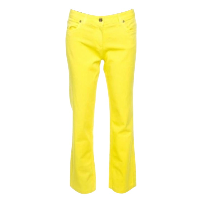 Roberto Cavalli Yellow Denim Embroidered Back Pocket Jeans M in vendita
