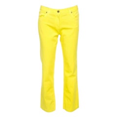 Roberto Cavalli Yellow Denim Embroidered Back Pocket Jeans M