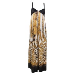 Just Cavalli Multicolor Printed Silk Pleated Bodice Detail Maxi Dress L