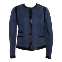 Joseph Bicolor Cotton Leather Trimmed Jacket M