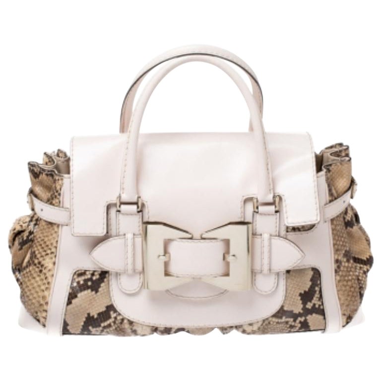 Gucci, borsa Queen grande in pitone e pelle beige/marrone in vendita