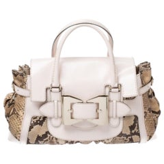 Gucci Beige/Brown Python and Leather Large Queen Satchel