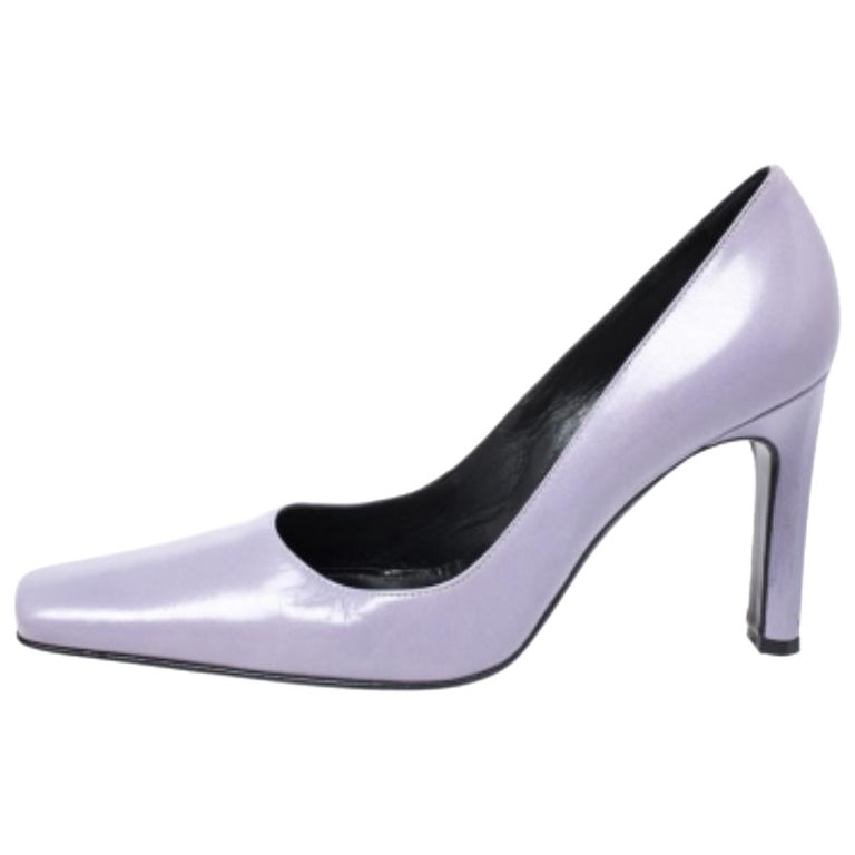 Casadei escarpins à bouts carrés en cuir lilas Taille 38 en vente