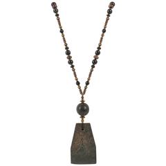 SUSAN GREEN "Banda" Brass Stone Amulet Pendant Artwear Necklace OOAK 6