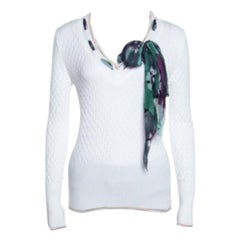 M Missoni White Textured Knit Scarf Detail Top S