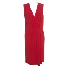 Joseph Red Crepe Pleat Detail Stellina Wrap Dress M