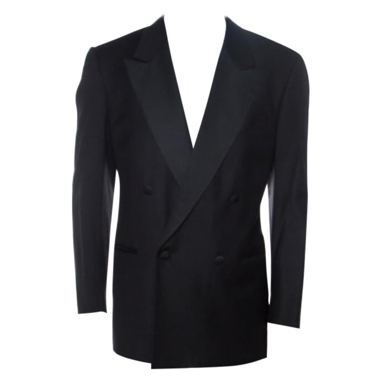 Valentino Uomo Black Wool Double Breasted Blazer XL in vendita
