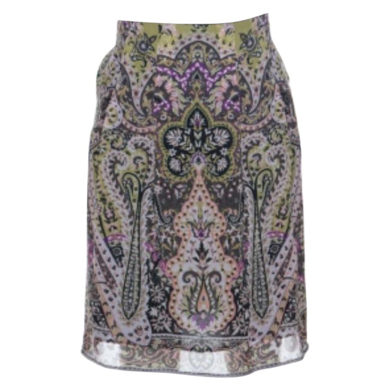 Etro Multicolor Paisley Print Silk Skirt S im Angebot