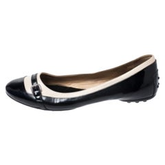 Tod's Black/White Patent Leather And Leather Buckle Detail Ballet Flats Size 40