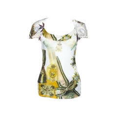 Just Cavalli Multicolor Printed Silk Neck Tie Detail Top M
