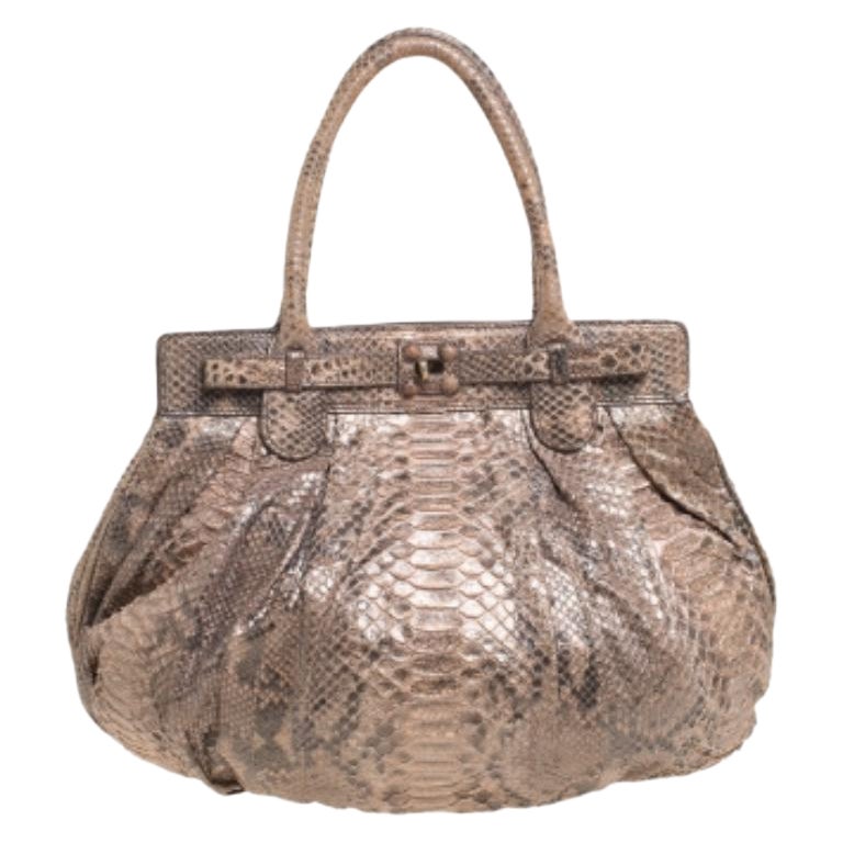 Zagliani Puffy Hobo Pitón Gris y Melocotón Metalizado en venta