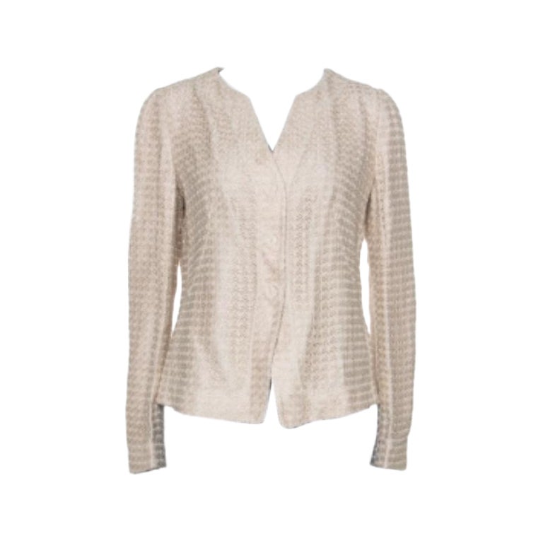 Armani Collezioni Beige Lace Overlay Detail Jacket L im Angebot