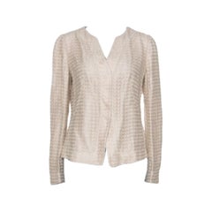 Armani Collezioni Beige Lace Overlay Detail Jacket L