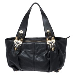 MICHAEL Michael Kors Black Leather Stud Bottom Hobo