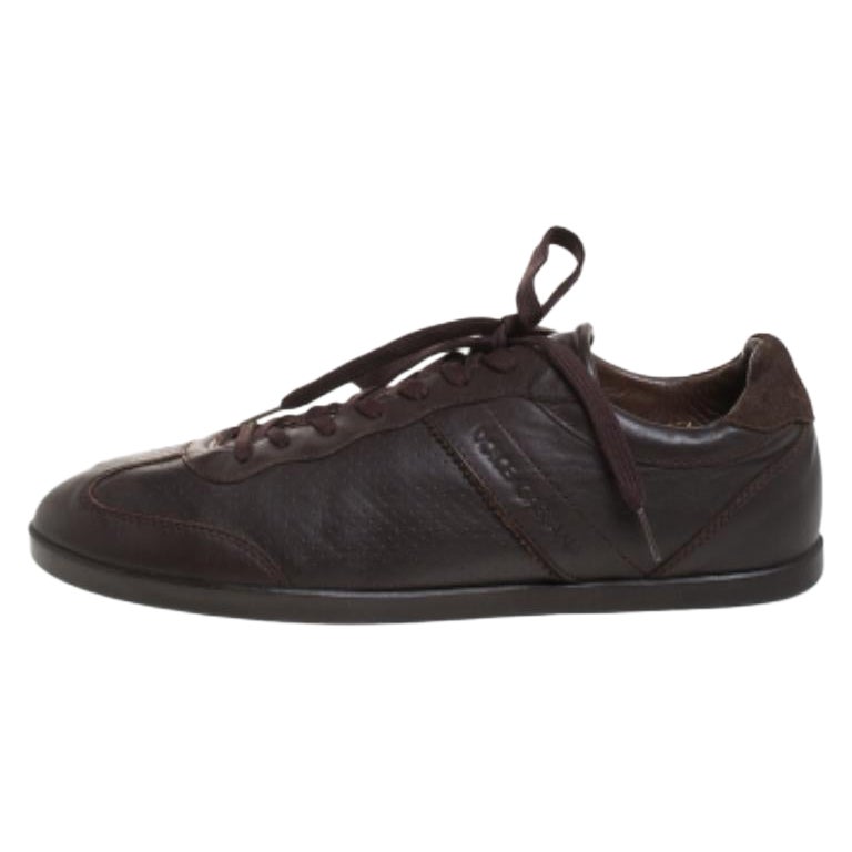 Dolce & Gabbana Brown Wildleder und Leder Low Top Sneakers Größe 44 im Angebot