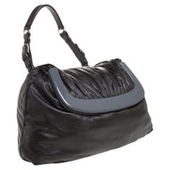 Marni Dark Grey Soft Leather Frame Flap Shoulder Bag