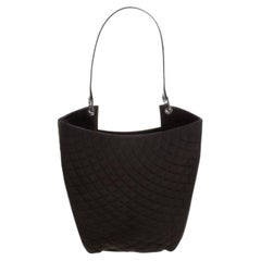 Bally Dark Brown Quilted Nylon and Patent Leather Hobo