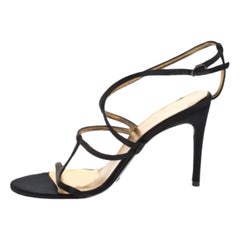 Dolce & Gabbana Black Satin Strappy Sandals Size 37