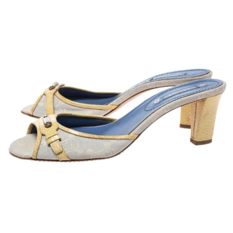 These fashionable sandals from Celine can give your entire ensemble a makeover. These macadam canvas sandals feature open toes, patent trims and 7 cm heels.  Wear these sandals and look chic no matter what occasion it is.