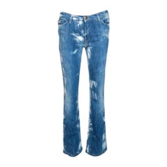 Just Cavalli Blue Acid Washed & Distressed Denim Straight Fit Jeans S