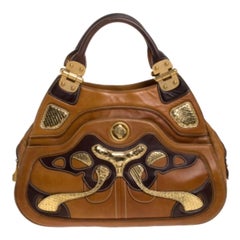 Alexander McQueen Paisley Leather and Snakeskin Hinge Turn Lock Satchel