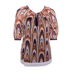 M Missoni Multicolor Printed Cotton Ruched Neckline Blouse M