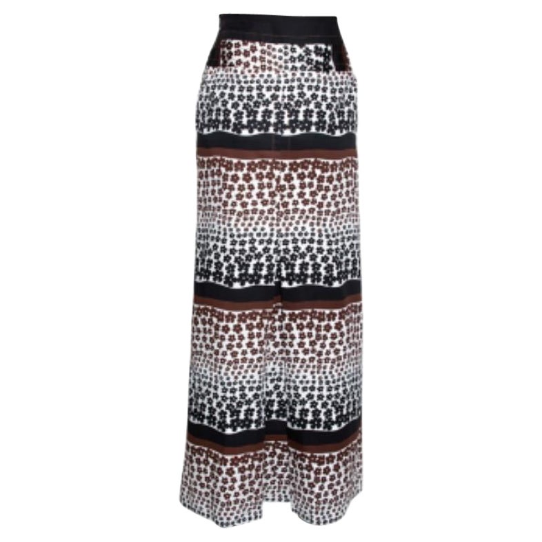 Kenzo Brown Floral Print Cotton Maxi Skirt S en vente