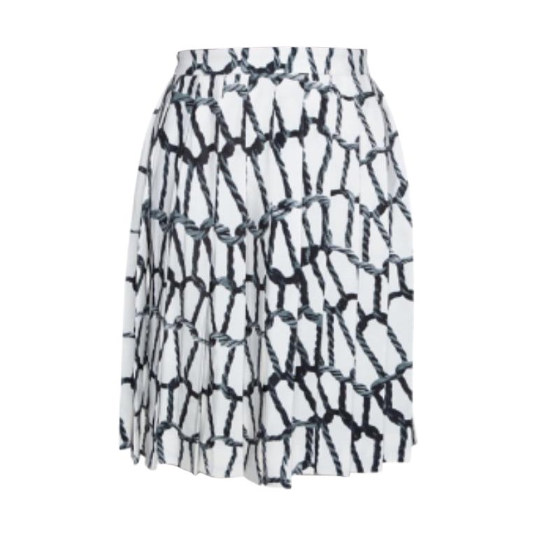 Joseph Monochrome Rope Printed Silk Pleated Skirt M im Angebot