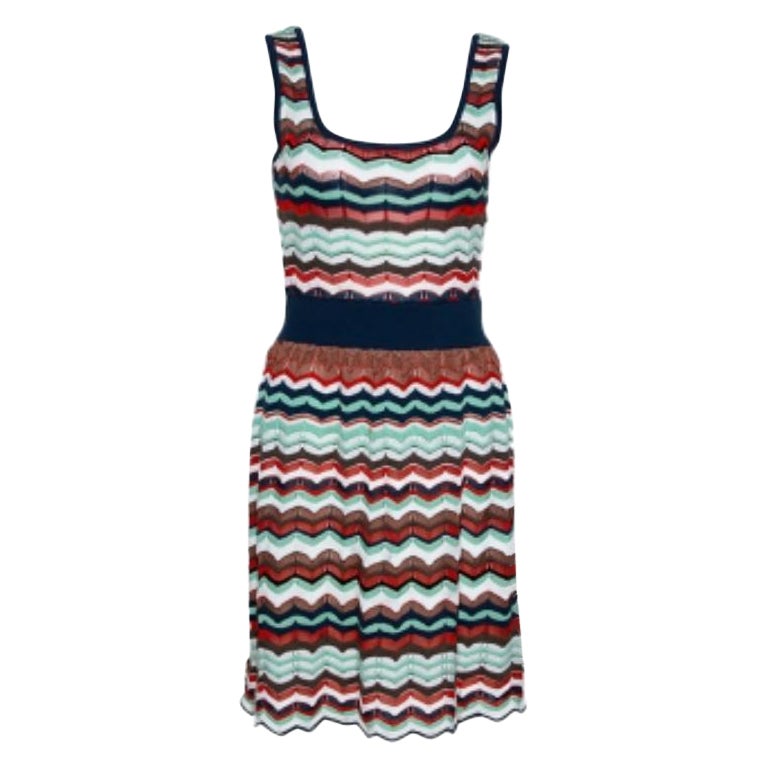 M Missoni Multicolor Patterned Knit Cut Out Detail Sleeveless Dress S in vendita