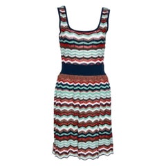 M Missoni Multicolor Patterned Knit Cut Out Detail Sleeveless Dress S