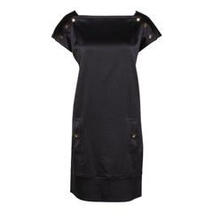 Diane von Furstenberg Black Textured Silk Pisco Shift Dress M