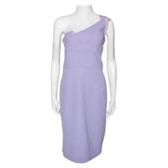 Roland Mouret Lavender Wool Crepe One Shoulder Aglais Dress L