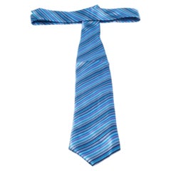 Brioni Blue & Purple Diagonal Striped Silk Tie