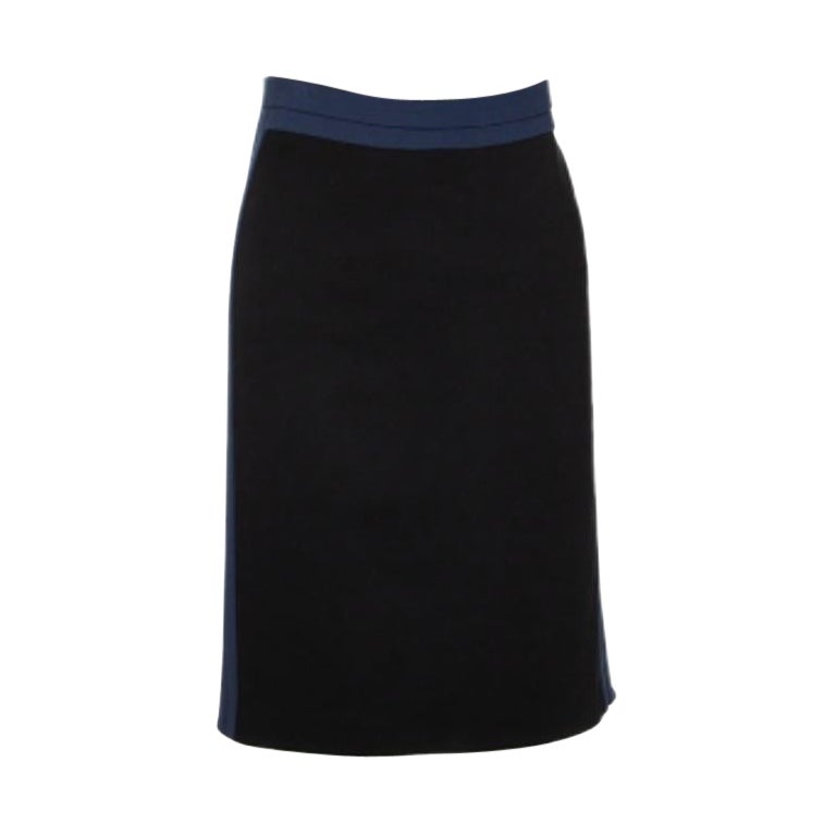 Diane Von Furstenberg Black & Blue Knit Panel Marta Framed Skirt L im Angebot