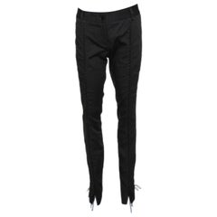Dolce & Gabbana Black Cotton Lace Up Fitted Pants M
