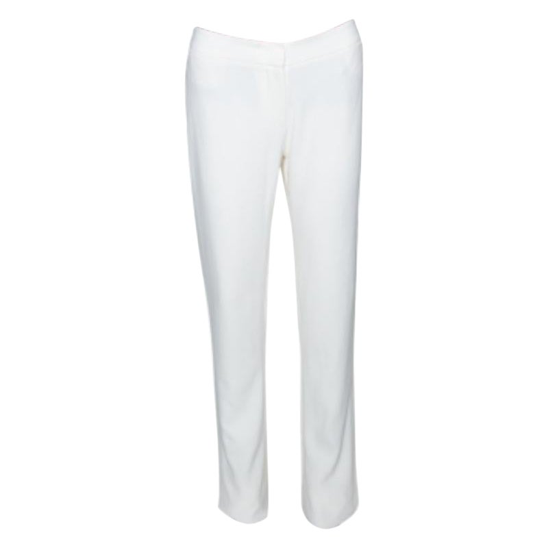 Alexander McQueen Cremefarbene Crepe-Hose mit geradem Bein und geradem Bein M im Angebot
