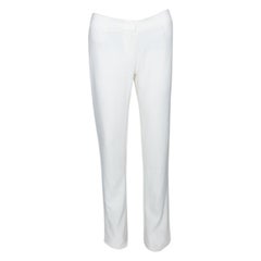 Alexander McQueen Cream Crepe Straight Leg Trousers M