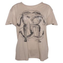 Roberto Cavalli Brown Logo Print Cotton Pique T-Shirt M