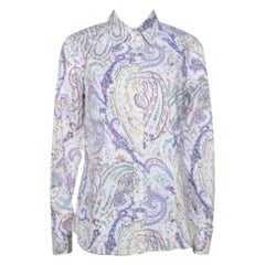 Etro Multicolor Striped Paisley Printed Cotton Button Front Shirt L