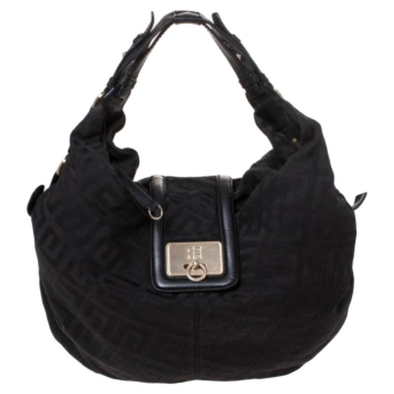 Givenchy Black Monogram Canvas Flap Hobo im Angebot