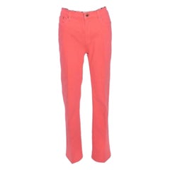 Roberto Cavalli Coral Pink Cotton Logo Plaque Detail Jeans L