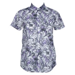 Gucci Purple Floral Print Cotton Short Sleeve Shirt S