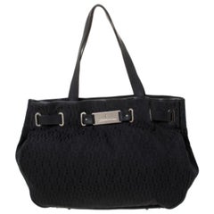 Used Aigner Black Signature Canvas and Leather Tote