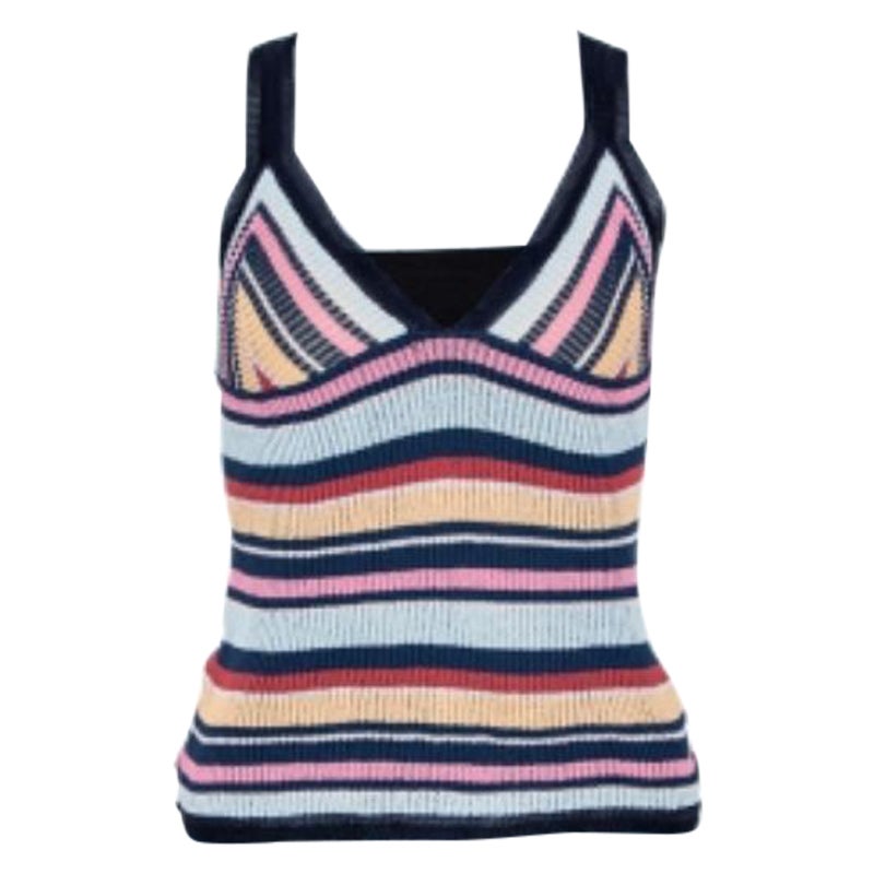 Missoni débardeur à col V en tricot côtelé rayé multicolore M