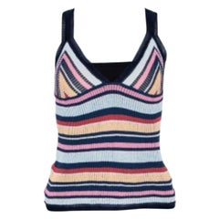 Missoni Multicolor Striped Rib Knit V Neck Tank Top M