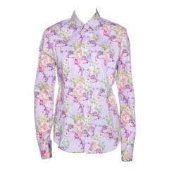 Etro Mauve Floral Printed Cotton Button Front Fitted Shirt L