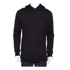 John Elliott Black Cotton Side Zip Detail Hooded Villain Sweatshirt L