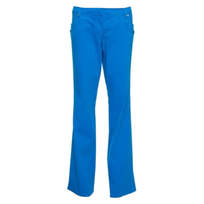 Roberto Cavalli Jean droit en coton extensible bleu L en vente