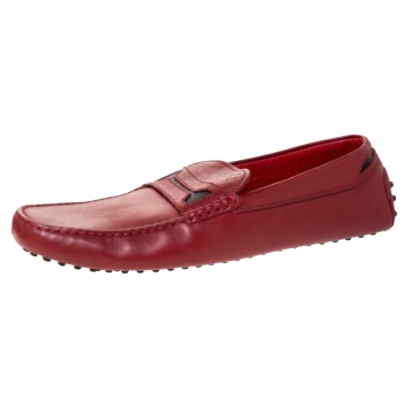 Tod's für Ferrari Rotes Leder Slip On Loafers Größe 47 im Angebot